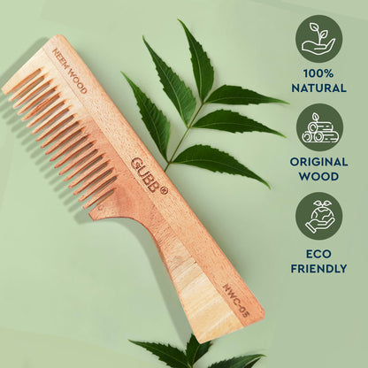 GUBB DETANGLING NEEM WOOD COMB NWC-05