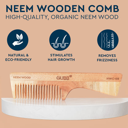 GUBB DETANGLING NEEM WOOD COMB NWC-05