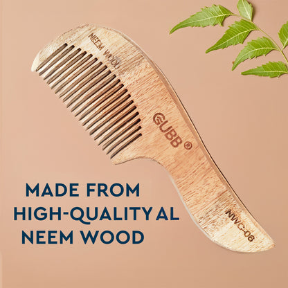 GUBB SMALL HANDLE NEEM WOOD COMB NWC-06