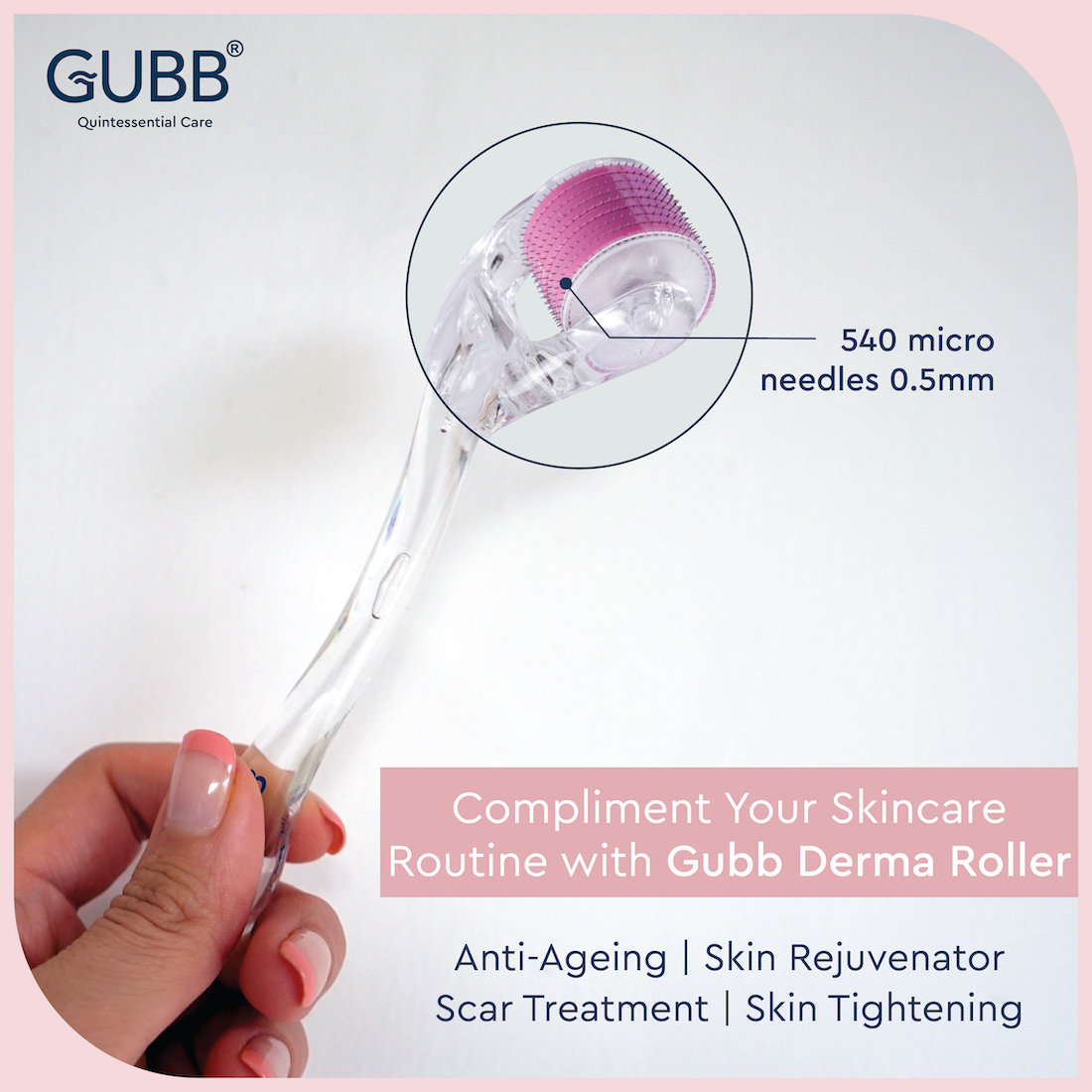 Derma Roller 0.5mm - Transparent Pink