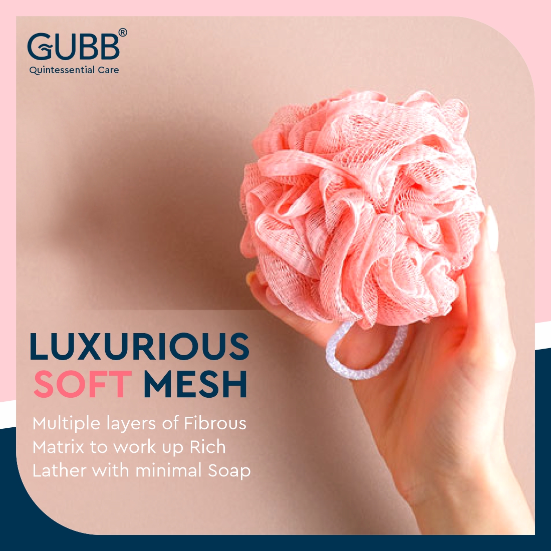 Luxe Sponge Round Loofah, Coral