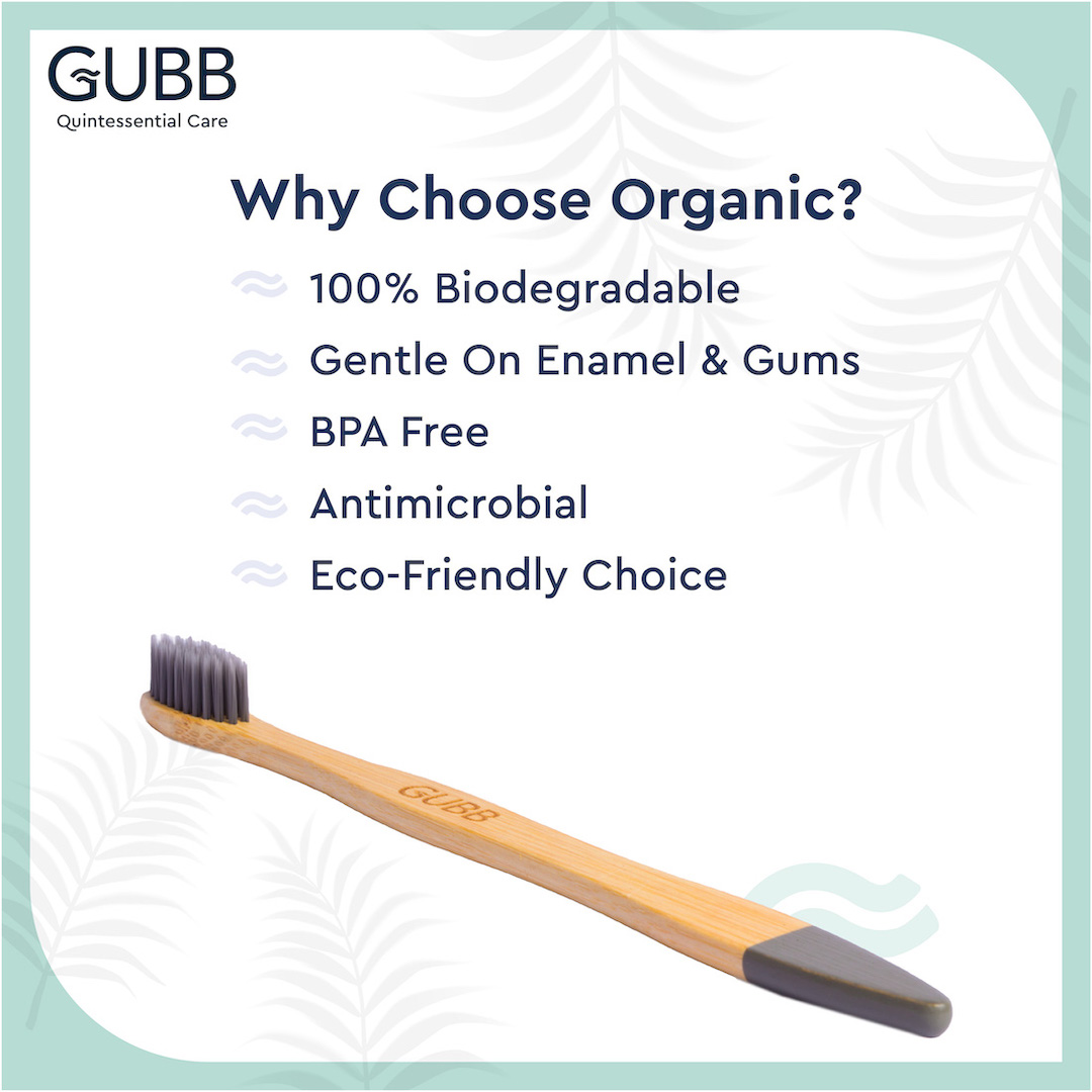 Organic bamboo toothbrush charcoal pack of 5