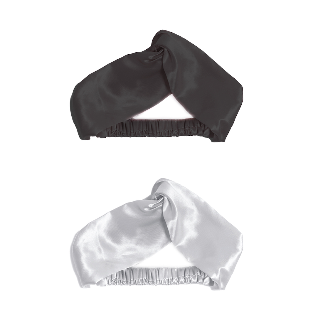 Satin Headbands Pack of 2 Classic (Black Pearl White)