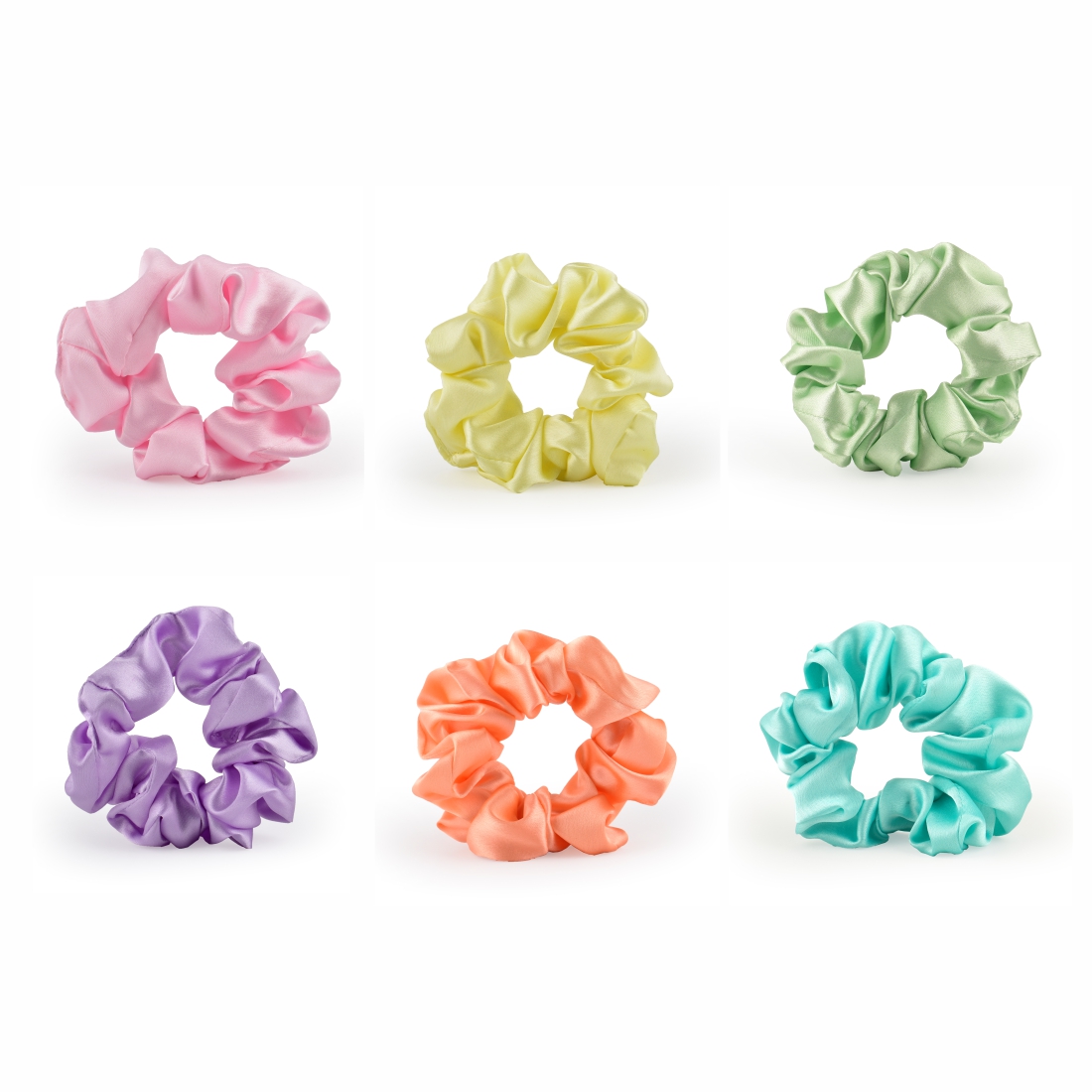 Satin Scrunchies Pack of 6 - Pattern 2