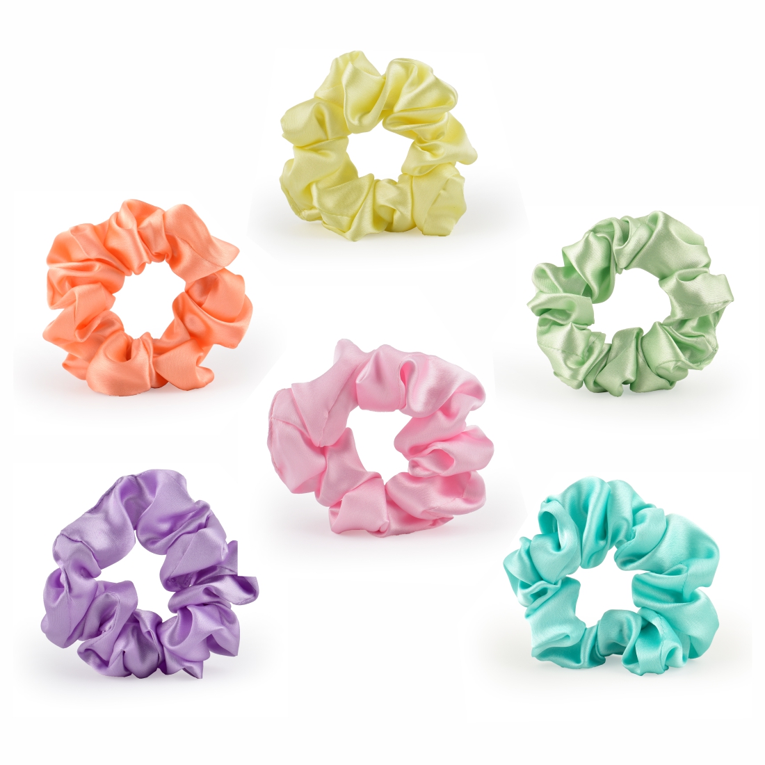 Satin Scrunchies Pack of 6 - Pattern 2