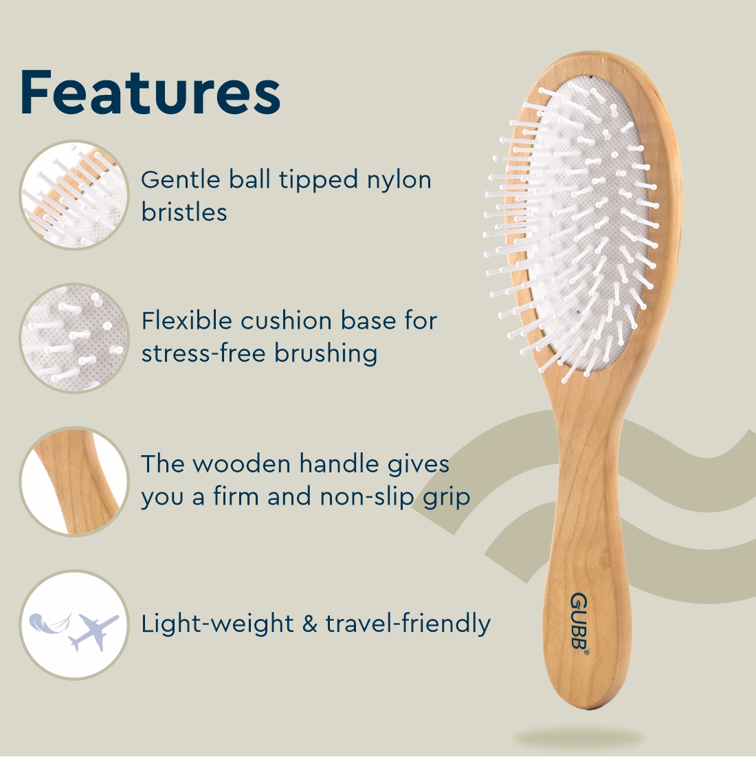 Wooden Hues Oval Hair Brush